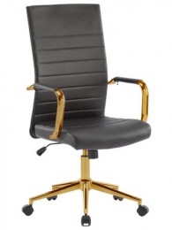 Irodai forgószék, textilbőr borítás, krómozott arany lábkereszt, "Golden 6", fekete