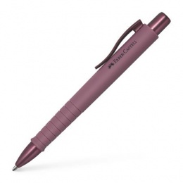 Golyóstoll, 0,7 mm, nyomógombos tolltest, bordó tolltest, FABER-CASTELL "Poly Ball Urban", kék